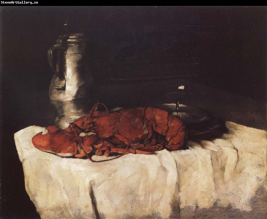 Karl Schuch Lobster with Pewter Jug and Wineglass